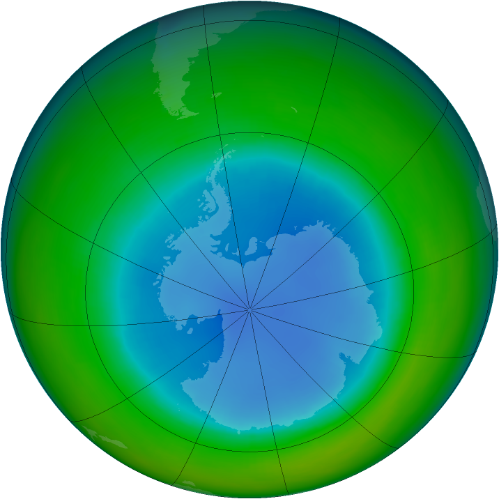 Antarctic ozone map for August 1990